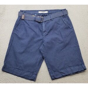 Vtg Tiffosi Bermuda Shorts Mens Medium Multi Pinstripe Flat Front Belted Waist